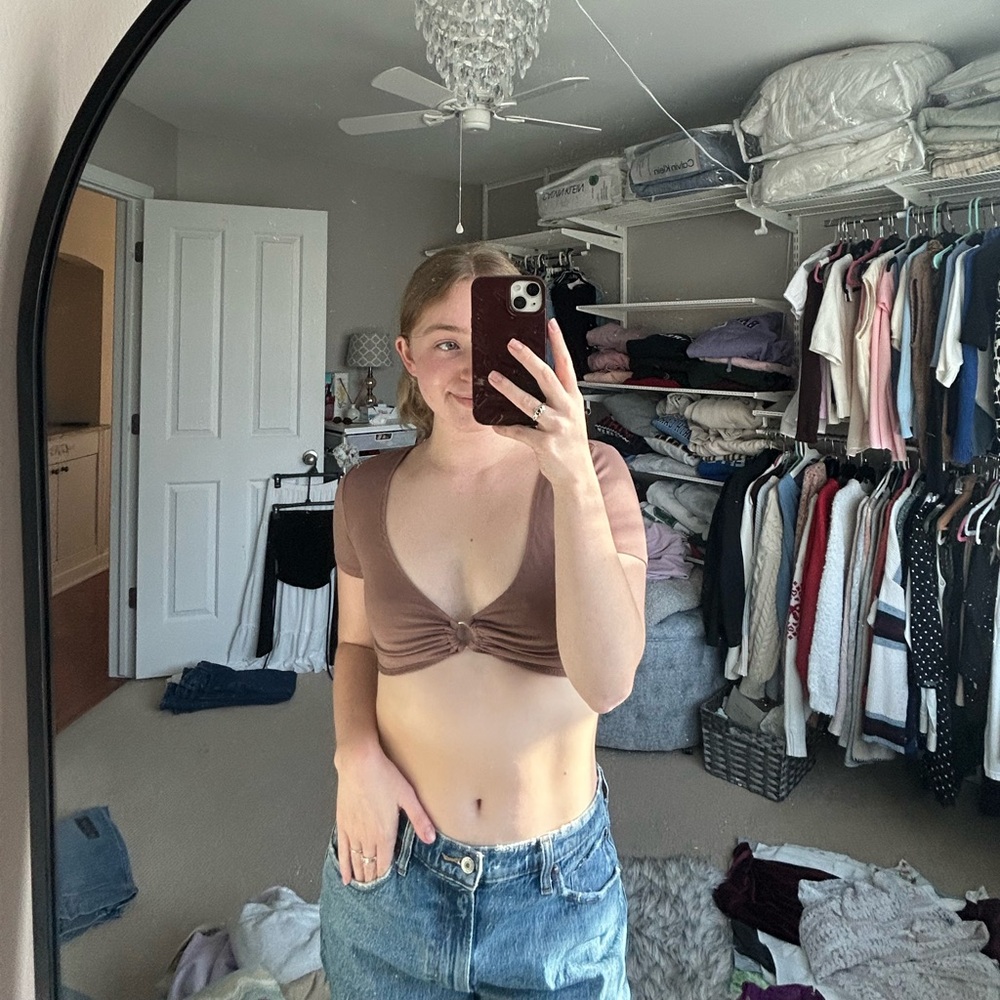 Garage Cropped Brown Top
